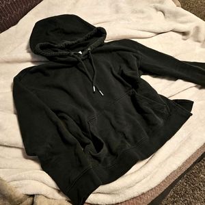 Black Crop Top Hoodie with Side Slits H&M